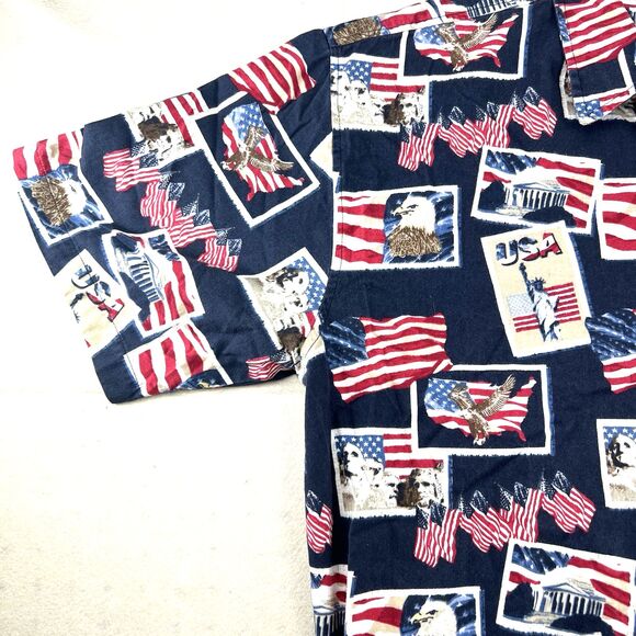 Cotton Trader Sport American Flag Button Down Short Sleeve Mens Shirt Size XL - Picture 3 of 12